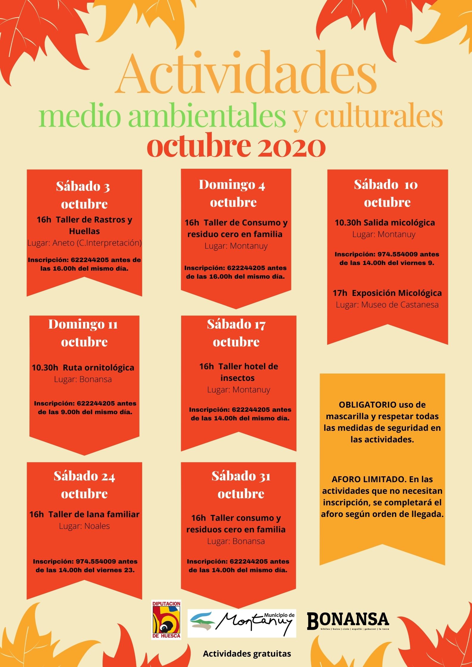 Actividades Octubre Montanuy y Bonansa