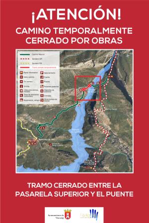 CARTEL DE TRAMO DE CAMINO TEMPORALMENTE CERRADO POR OBRAS